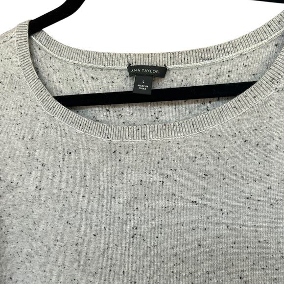 Ann Taylor Women's Marled Gray Ribbed Dress Bell Sleeves Size Large - Picture 3 of 7